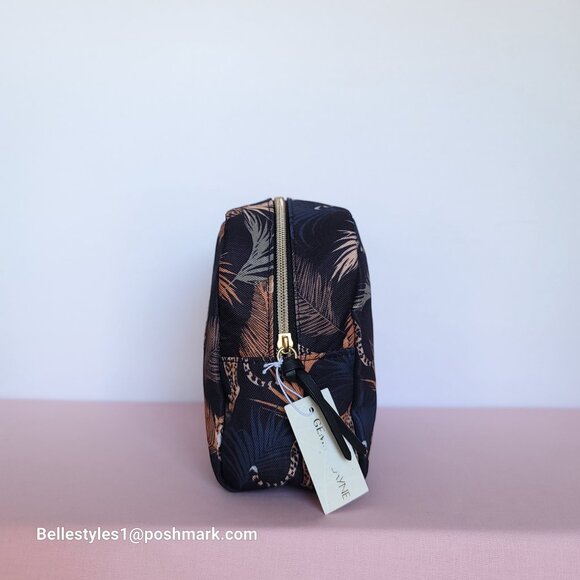 GEMMA LAYNE Travel Cosmetic Fabric Organizer Case w Animal Print- Black multi⭐ - Picture 7 of 16